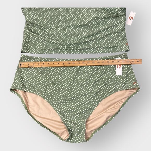 New Honey Mark Swim Set Green Floral Bikini High Waist‎ Full Coverage 5XL - Picture 6 of 8